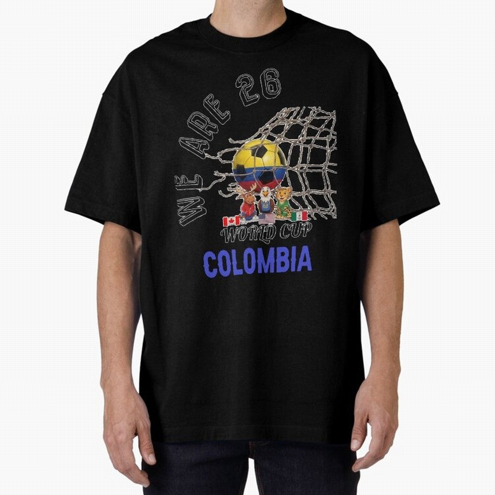 World cup 26 - Colombia Oversized T-Shirt Celebrate Football Heritage in FIFA World Cup 2026 Spirit, Capturing Brazil, CR7, Football Festival Excitement, Trophy Ambitions, Country Rivalries and Star Player Buzz; Perfect for Supporters Who Want Bold