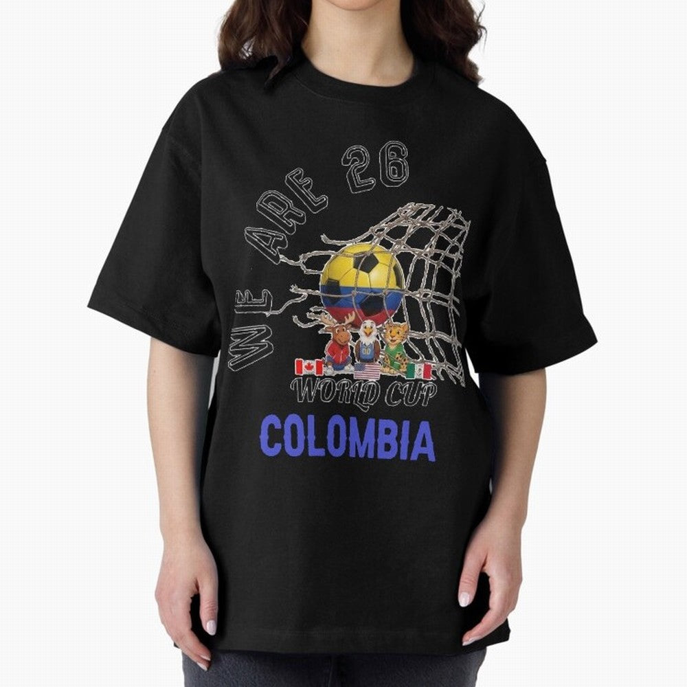 World cup 26 - Colombia Oversized T-Shirt Celebrate Football Heritage in FIFA World Cup 2026 Spirit, Capturing Brazil, CR7, Football Festival Excitement, Trophy Ambitions, Country Rivalries and Star Player Buzz; Perfect for Supporters Who Want Bold