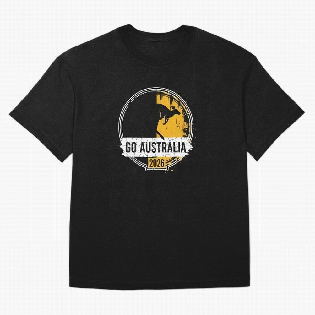 Golden Green Kangaroo Emblem Go Australia 2026 Supporter Design T-Shirt_83662099 Oversized T-Shirt Follow Match Day Hype around FIFA World Cup 2026 USA Canada Mexico, Cristiano Ronaldo, Brazil, Tournament Hype, Historic Matchups, Family Viewing