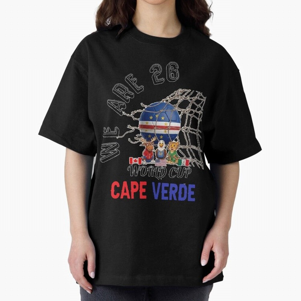 World cup 26 - Cape Verde Oversized T-Shirt Mark the FIFA World Cup 2026 USA Canada Mexico Journey through Mbappe Highlights, Portugal Pride, Stadium Chants, National Pride, Trophy Dreams and Unforgettable Football Memories; Ideal for Football