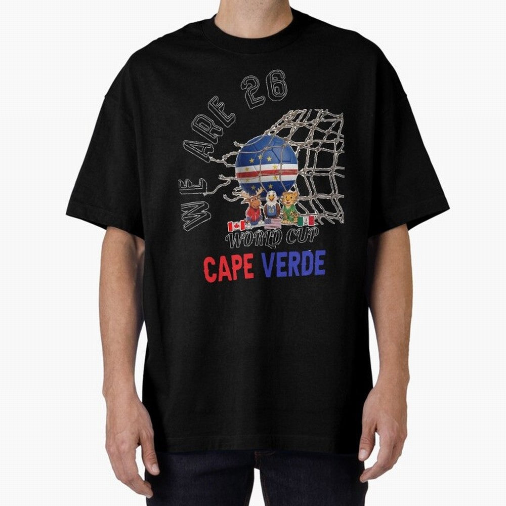 World cup 26 - Cape Verde Oversized T-Shirt Mark the FIFA World Cup 2026 USA Canada Mexico Journey through Mbappe Highlights, Portugal Pride, Stadium Chants, National Pride, Trophy Dreams and Unforgettable Football Memories; Ideal for Football