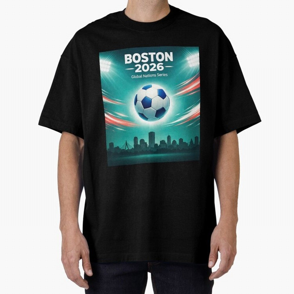 Boston 2026 Soccer Event Oversized T-Shirt Show Support during Global Football Passion for FIFA World Cup 2026, Built around Neymar, England and Germany, Stadium Memories, Football Loyalty, International Chants and Championship Tradition; Ideal for