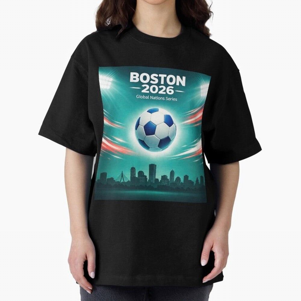Boston 2026 Soccer Event Oversized T-Shirt Show Support during Global Football Passion for FIFA World Cup 2026, Built around Neymar, England and Germany, Stadium Memories, Football Loyalty, International Chants and Championship Tradition; Ideal for