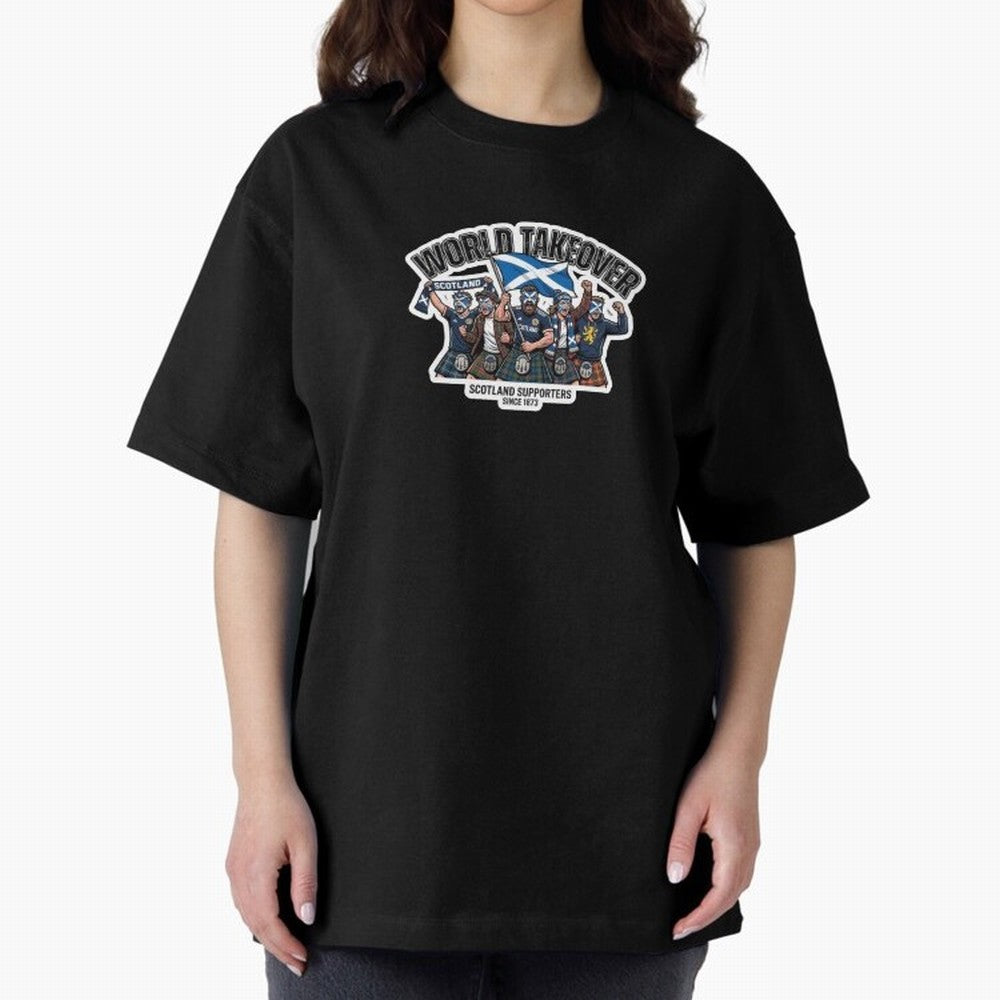 Scotland Soccer Fans Tartan Power Sticker 2026 Football Supporters Oversized T-Shirt Carry Match Day Hype around FIFA World Cup 2026, Messi, Neymar and Mbappe, Argentina, France and Brazil, Football History, Final Match Energy, Crowd Noise and Once