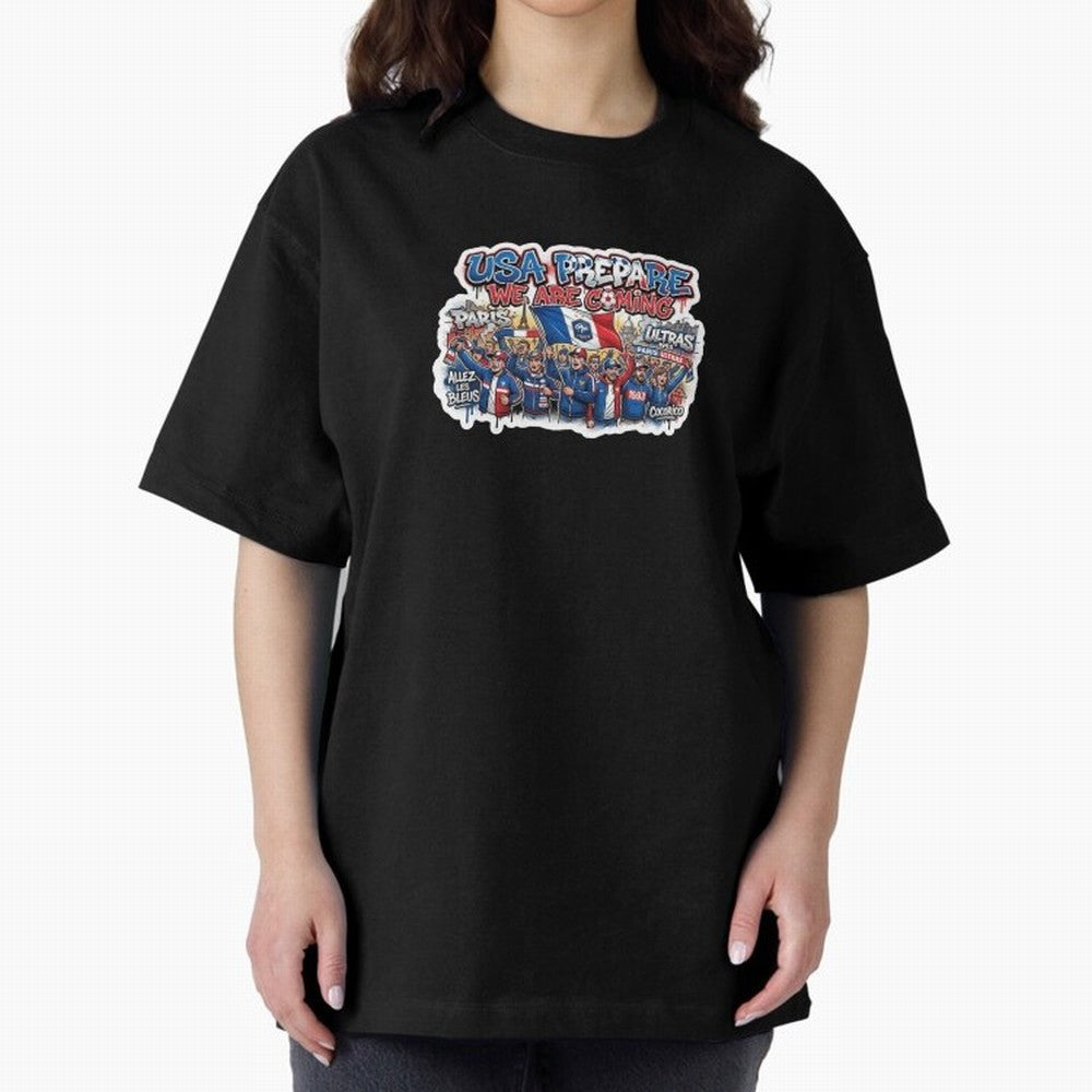 France Soccer Fans 2026 Sticker We Are Coming Oversized T-Shirt Fuel Match Day Hype around FIFA World Cup 2026, CR7, England and Germany, Champion Mindset, Group Stage Buzz, Knockout Tension and Passionate Fan Culture; Made for Die Hard Supporters,