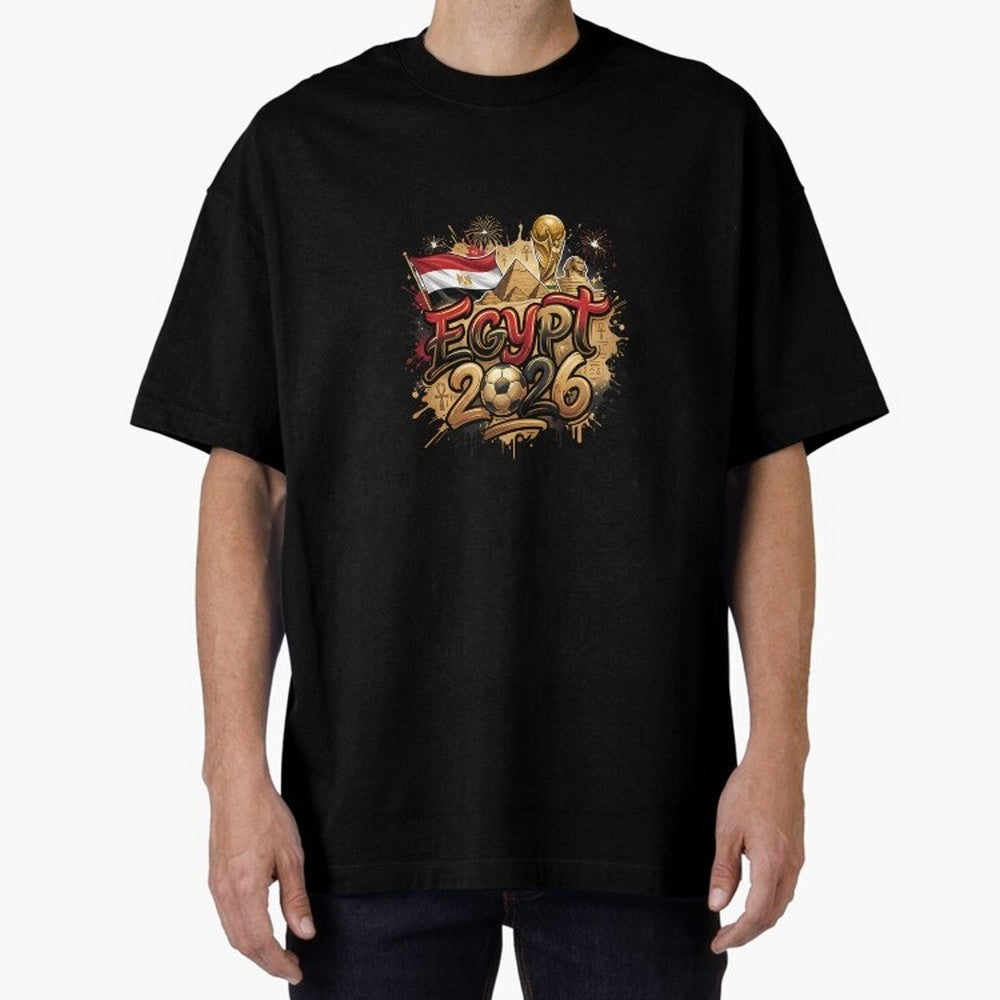 Egypt World Cup 2026 Football Legacy Oversized T-Shirt Support Global Football Passion for FIFA World Cup 2026, Highlighting CR7, Argentina, France and Brazil, Champion Mindset, Group Stage Buzz, Knockout Tension and Passionate Fan Culture; Ideal