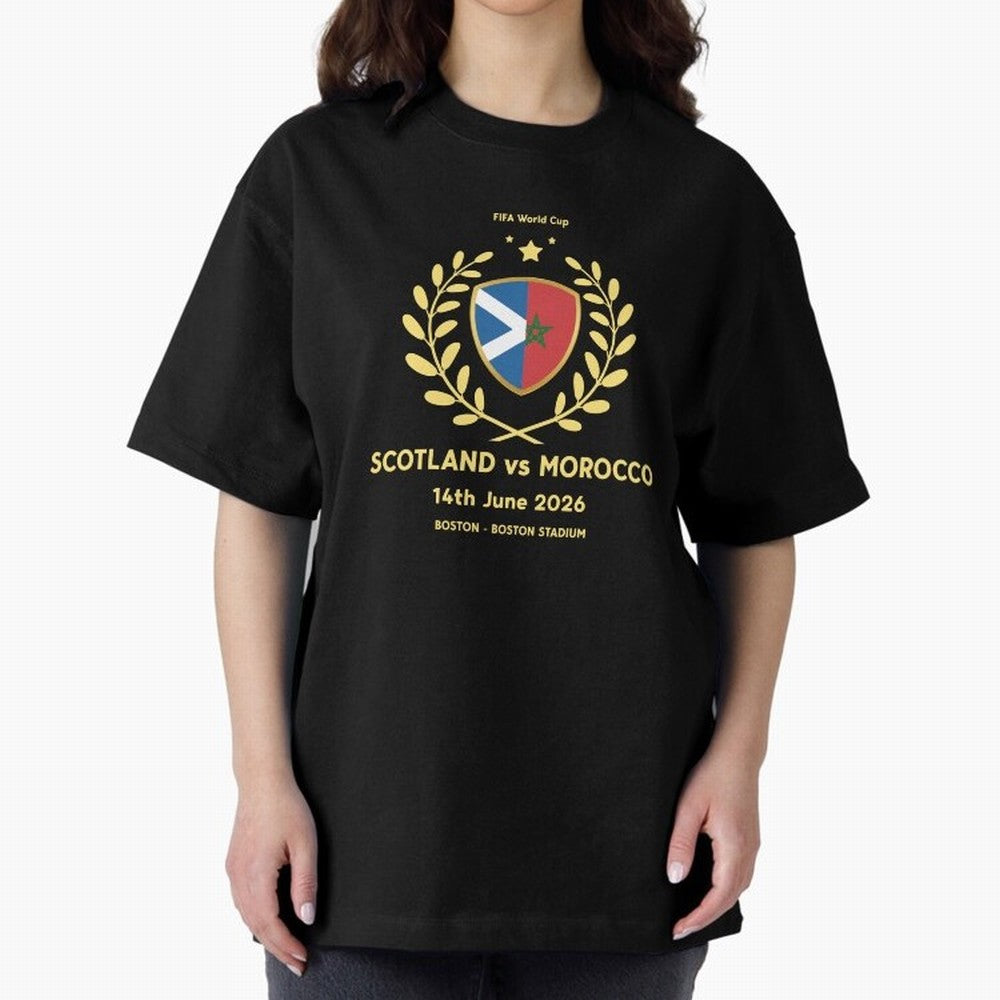 FIFA World Cup - Scotland v Morocco Oversized T-Shirt Show Up for the Glory of FIFA World Cup 2026 Group Stage Spirit, Centered on Germany, Messi, CR7 and Mbappe, Supporter Pride, Iconic Celebrations, Legendary Names and Global Match Day Energy;
