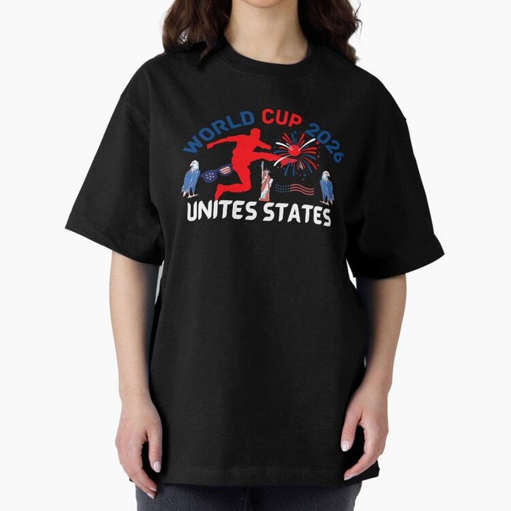 World cup 2026 unisex T-shirt World cup soccer North America 2026 Soccer World cup 26 USA Oversized T-Shirt Celebrate Golden Goal Energy in FIFA World Cup 2026 Group Stage Centered on Messi, CR7 and Mbappe, France and Portugal Energy, Retro