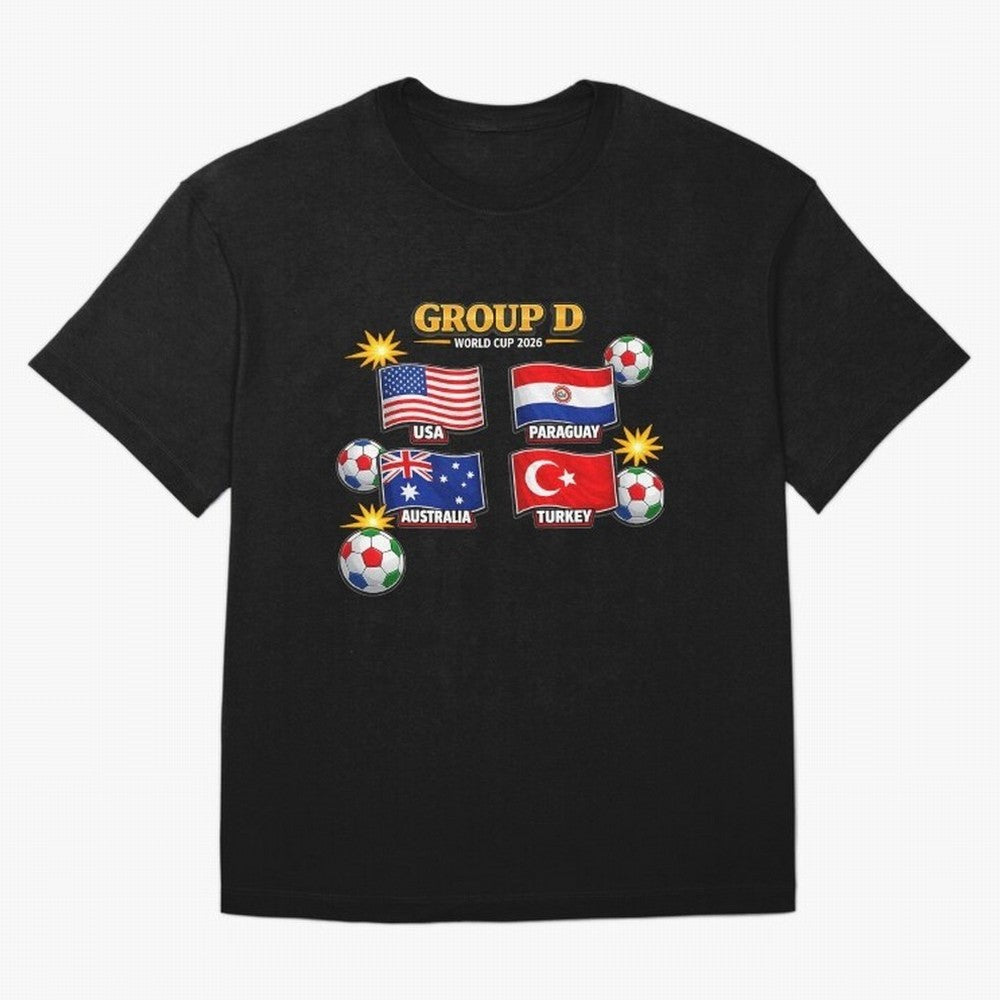 Group?D?¨C?World?Cup?2026?Flags Oversized T-Shirt Feel the Roar of the FIFA World Cup 2026 Journey through Messi, Neymar and Mbappe Highlights, France Pride, Soccer Culture, Superstar Moments, National Team Dreams and Competitive Fire; Great for