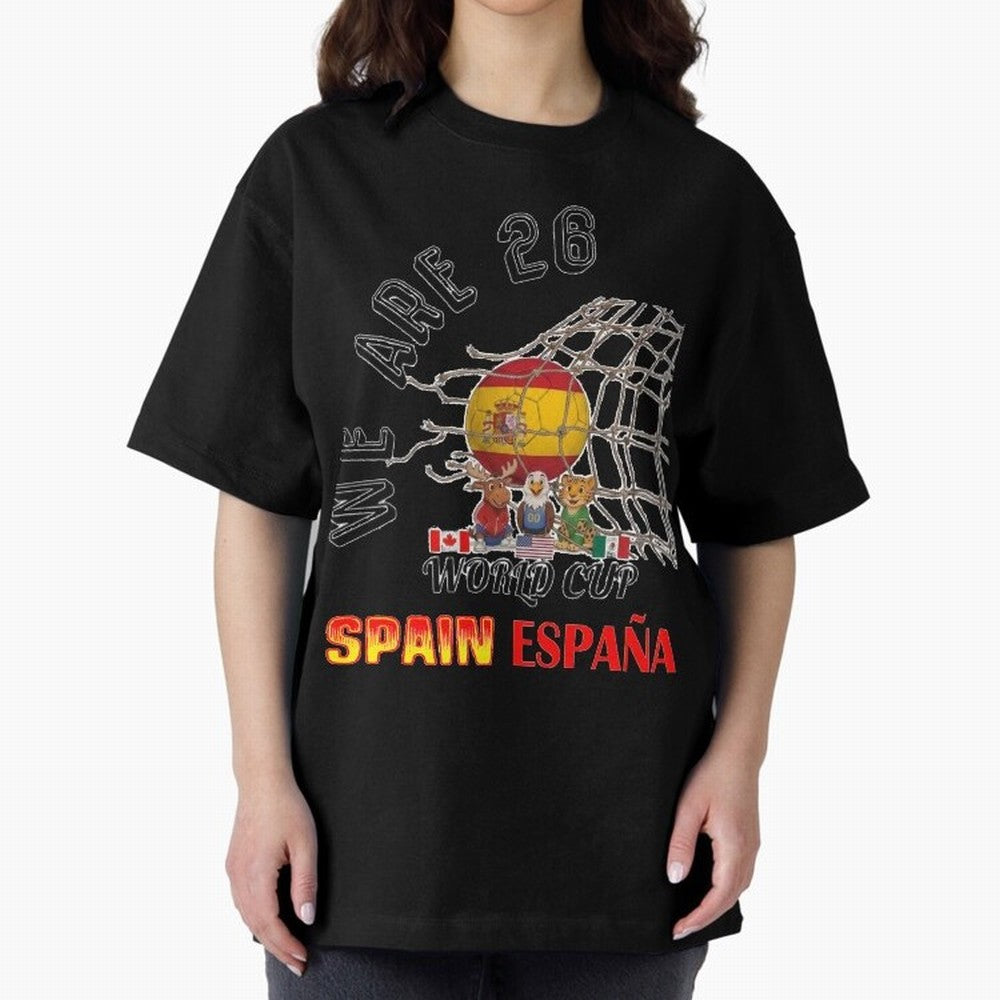 World cup 26 - Spain Oversized T-Shirt Share FIFA World Cup 2026 Group Stage Spirit, Highlighting Portugal, Spain and Germany, Neymar, Global Supporter Spirit, Legendary Goals, National Colors and Tournament Celebration; Created for Match Day
