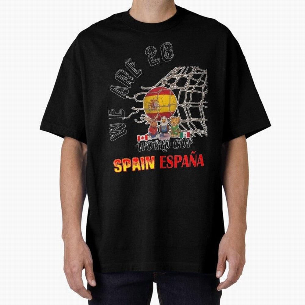 World cup 26 - Spain Oversized T-Shirt Share FIFA World Cup 2026 Group Stage Spirit, Highlighting Portugal, Spain and Germany, Neymar, Global Supporter Spirit, Legendary Goals, National Colors and Tournament Celebration; Created for Match Day