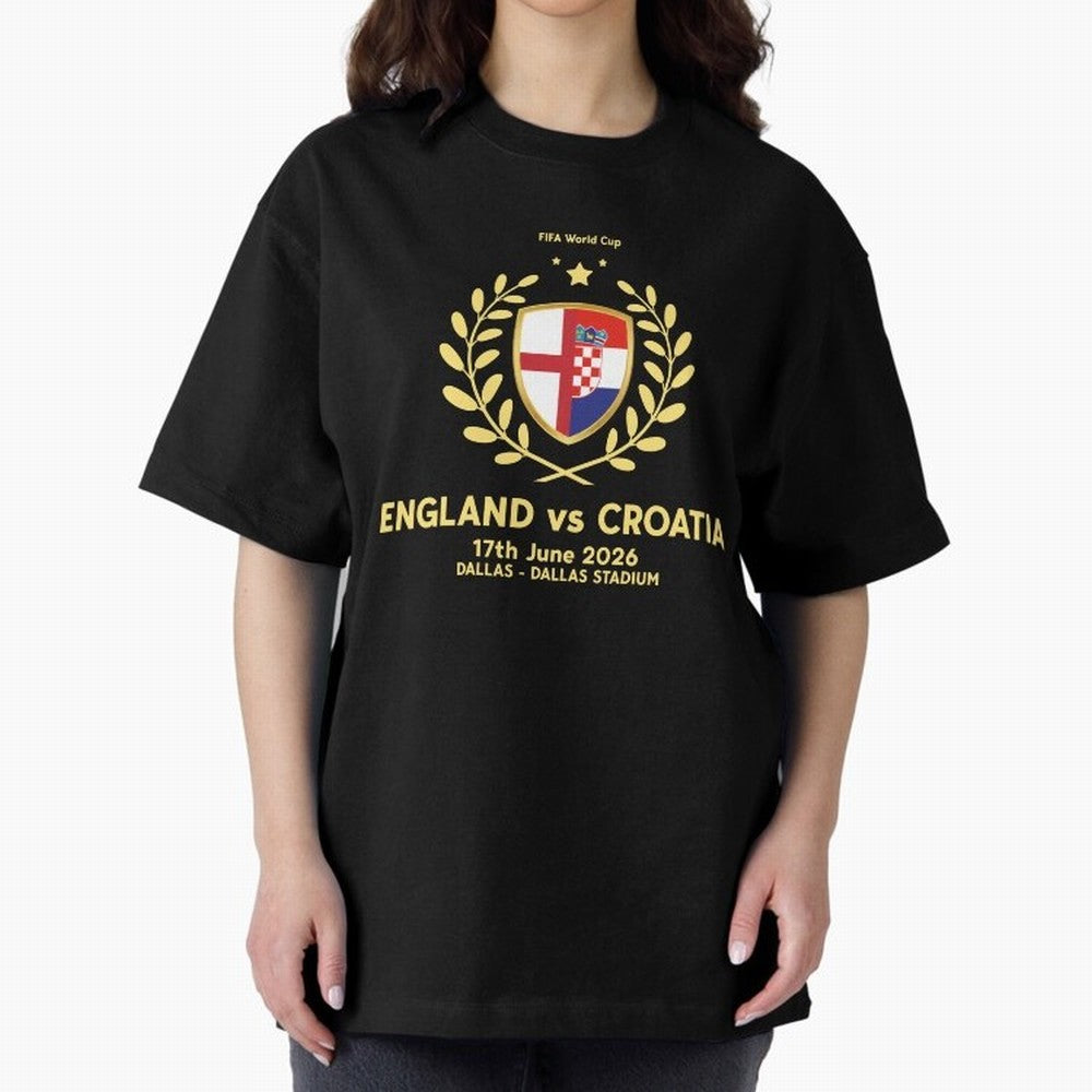 FIFA World Cup - England v Croatia Oversized T-Shirt Join the FIFA World Cup 2026 Journey through Haaland and Mbappe Highlights, Spain Pride, Match Day Excitement, Supporter Culture, Golden Goals and Global Football Passion; Made for Die Hard