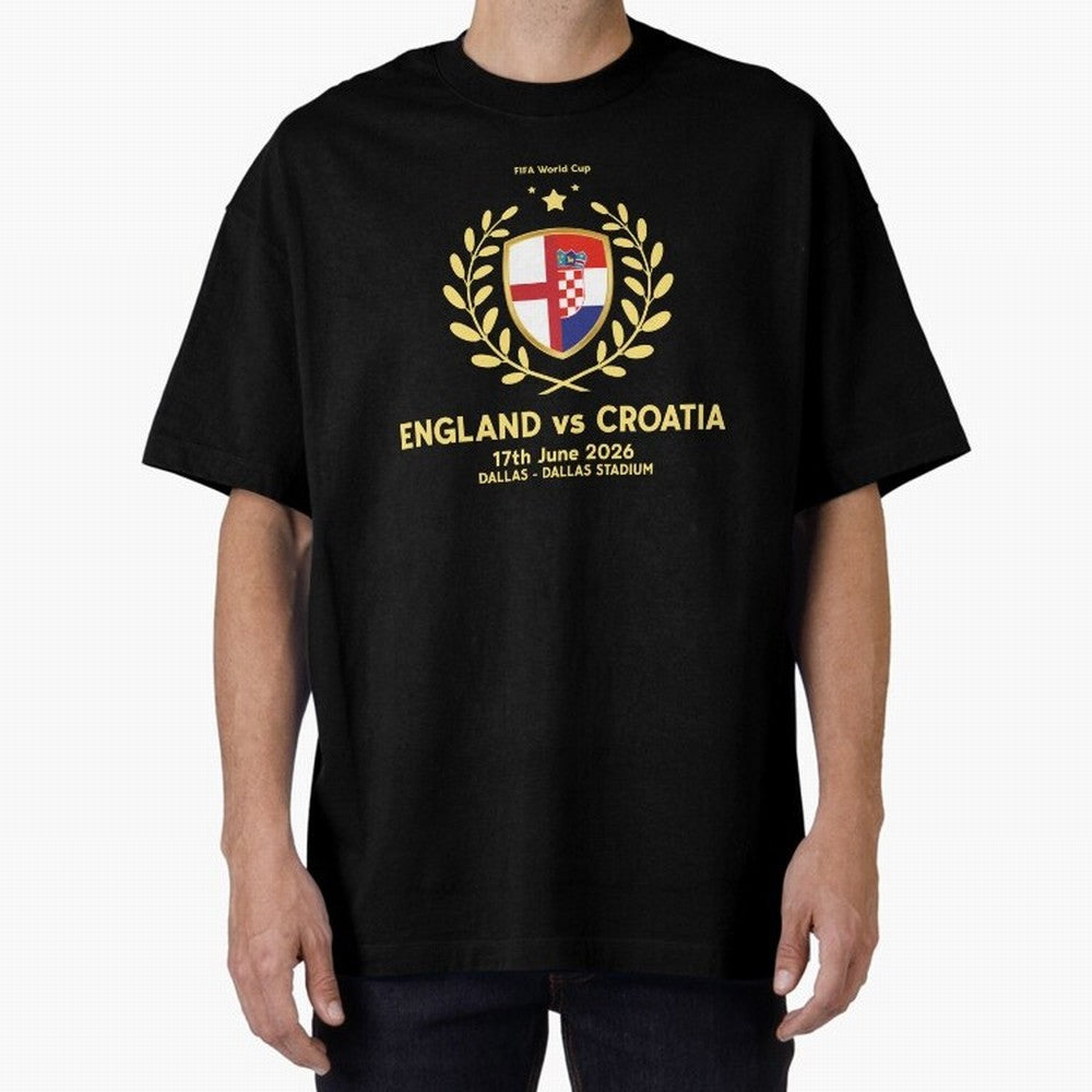 FIFA World Cup - England v Croatia Oversized T-Shirt Join the FIFA World Cup 2026 Journey through Haaland and Mbappe Highlights, Spain Pride, Match Day Excitement, Supporter Culture, Golden Goals and Global Football Passion; Made for Die Hard