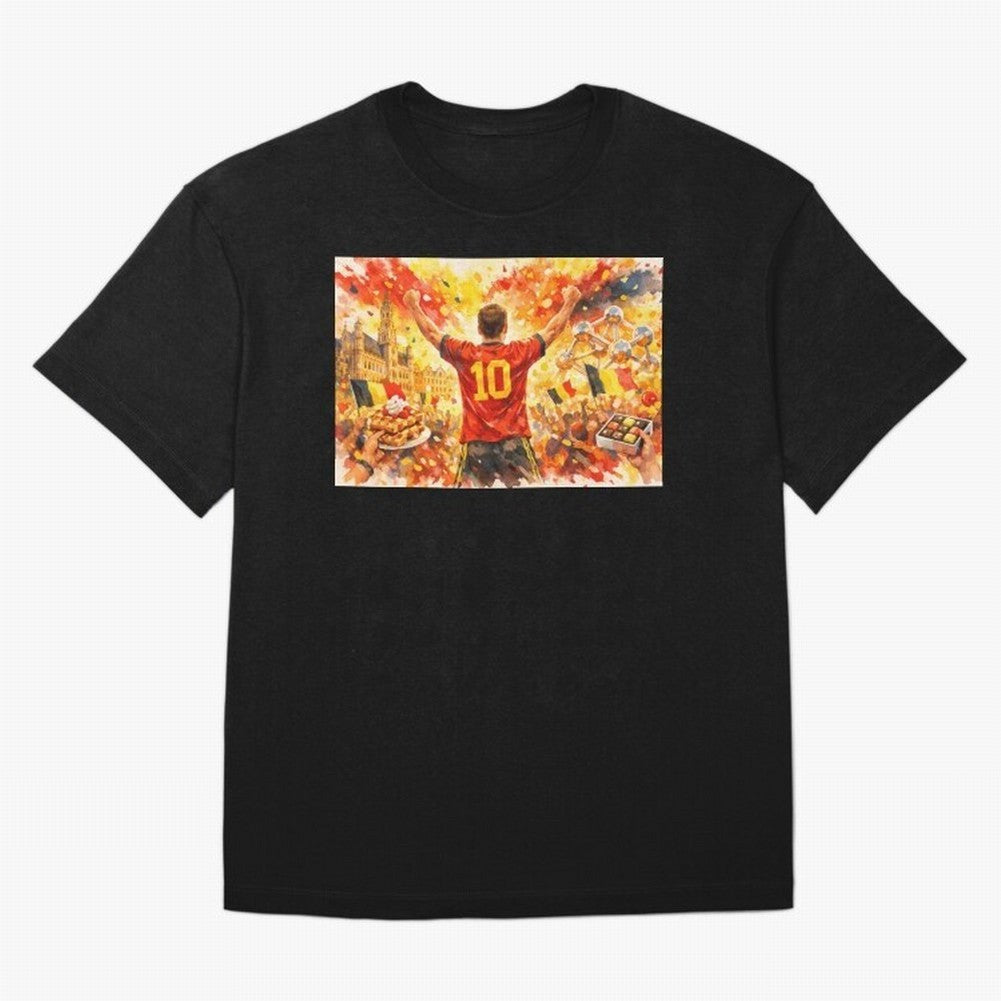 Belgian Celebration with Atomium Belgium Soccer Vibes Oversized T-Shirt Celebrate the Road through FIFA World Cup 2026 Group Stage for Fans of Mbappe and Neymar and Spain, Bringing Football Passion, Legendary Performances, Festival Vibes and
