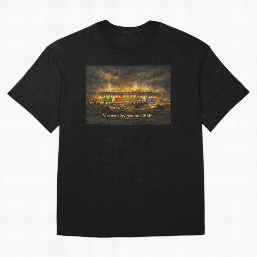 Mexico City Stadium at Night Oversized T-Shirt Capture Stadium Memories from FIFA World Cup 2026 Inspired by CR7 and Messi, Argentina and Brazil Energy, Championship Spirit, Famous Goals, Roaring Crowds and International Football Unity; Perfect for