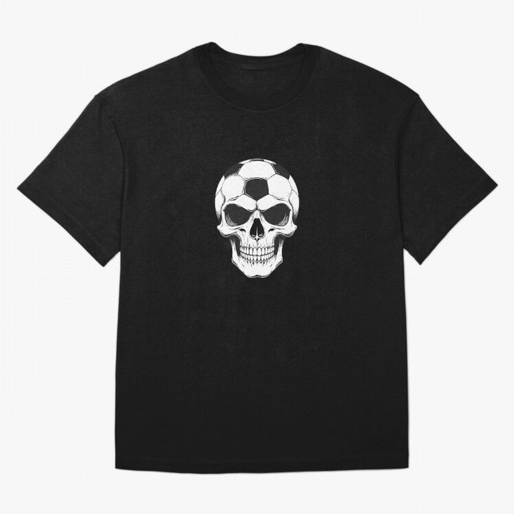Soccer Skull in Goal Net - Dark Soccer Death Goal Oversized T-Shirt Build FIFA World Cup 2026 Group Stage Spirit, Connected to France and Portugal, CR7, Football Festival Excitement, Trophy Ambitions, Country Rivalries and Star Player Buzz; Ideal