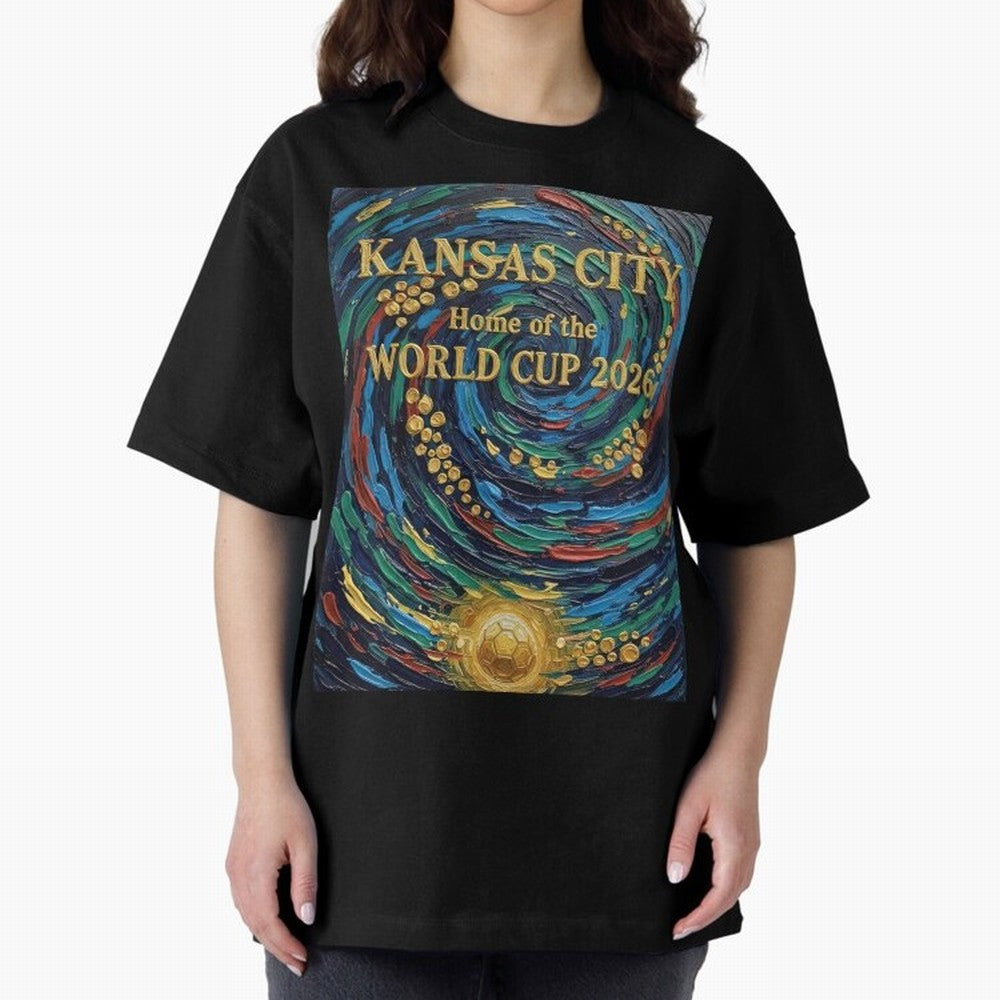 Kansas City Home of the World Cup 2026 Soccer Fan ¡ª Moody Jewel Art Print Oversized T-Shirt Stand with Match Day Hype around FIFA World Cup 2026 Group Stage, CR7 and Messi, Argentina and Brazil, Global Supporter Spirit, Legendary Goals, National