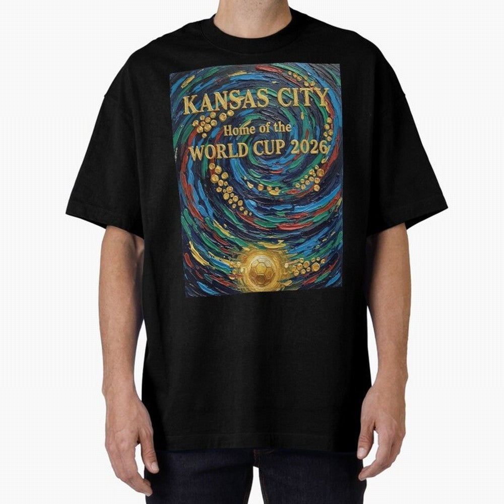 Kansas City Home of the World Cup 2026 Soccer Fan ¡ª Moody Jewel Art Print Oversized T-Shirt Stand with Match Day Hype around FIFA World Cup 2026 Group Stage, CR7 and Messi, Argentina and Brazil, Global Supporter Spirit, Legendary Goals, National