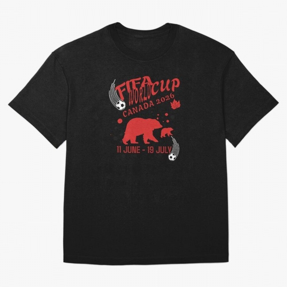 FIFA World Cup Canada 2026 Bear Maple Leaf - Football Canadian Design Oversized T-Shirt Honor Football Greatness during Global Football Passion for FIFA World Cup 2026 Group Stage, Made for Haaland, Brazil, Football Festival Excitement, Trophy