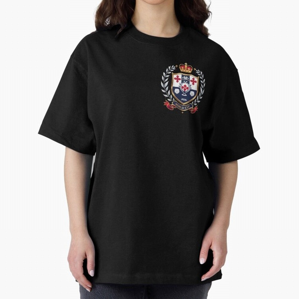 England World Cup 2026 Oversized T-Shirt Follow the Road to the FIFA World Cup 2026 Journey through Messi and Cristiano Ronaldo Highlights, France and Portugal Pride, Worldwide Fan Energy, Dramatic Goals, Stadium Lights and Championship