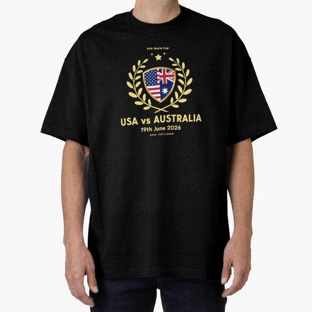 FIFA World Cup - USA v Australia Oversized T-Shirt Honor the Football Icons of the FIFA World Cup 2026 Group Stage Journey through Messi, Neymar and Mbappe Highlights, Argentina Pride, Soccer Culture, Superstar Moments, National Team Dreams and