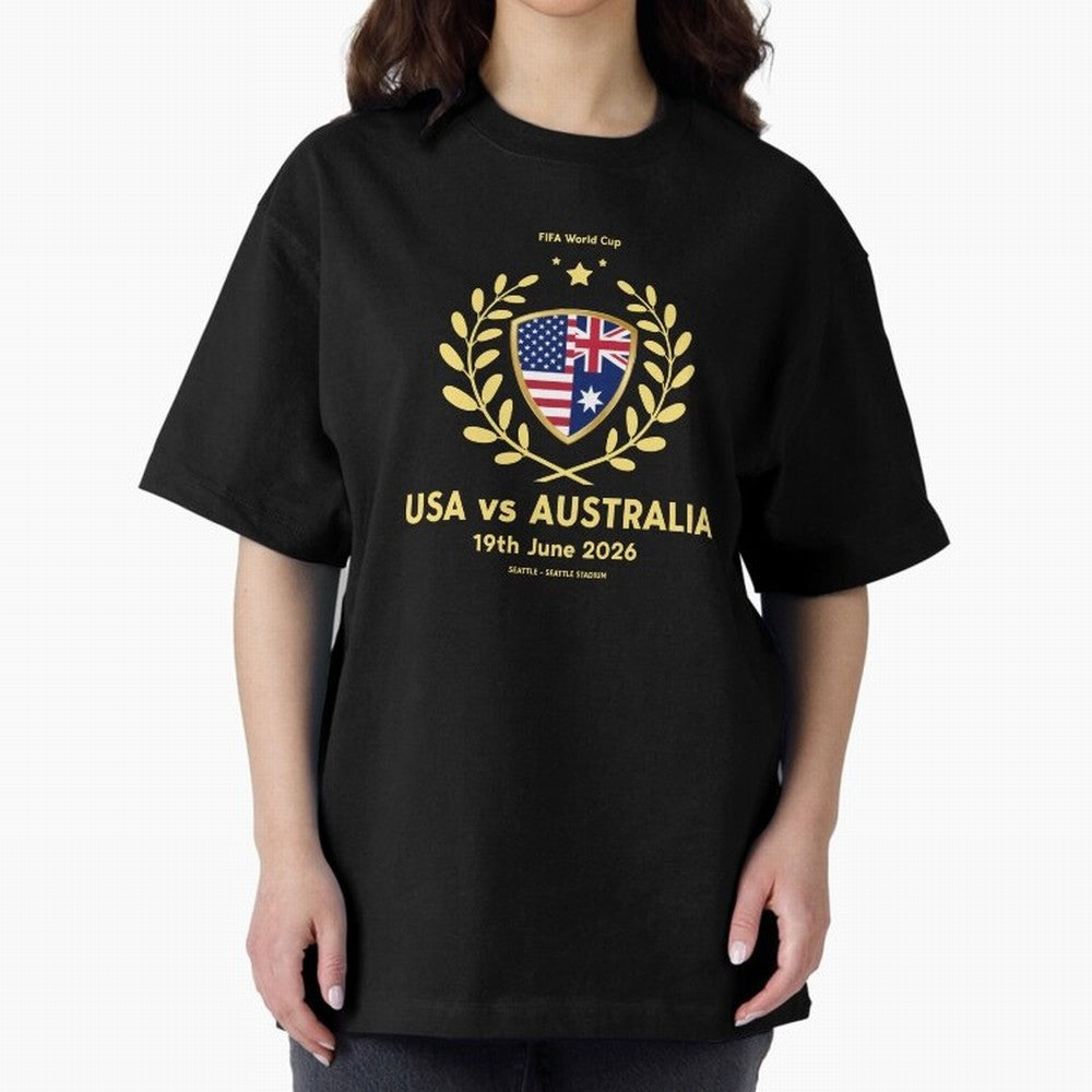 FIFA World Cup - USA v Australia Oversized T-Shirt Honor the Football Icons of the FIFA World Cup 2026 Group Stage Journey through Messi, Neymar and Mbappe Highlights, Argentina Pride, Soccer Culture, Superstar Moments, National Team Dreams and