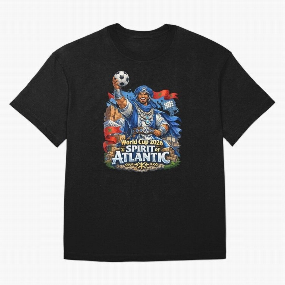 Moroccan World Cup 2026 Spirit of Atlantic Oversized T-Shirt Celebrate Football Heritage in FIFA World Cup 2026 for Fans of Messi and Cristiano Ronaldo and Argentina, Bringing Football History, Final Match Energy, Crowd Noise and Once in a Lifetime