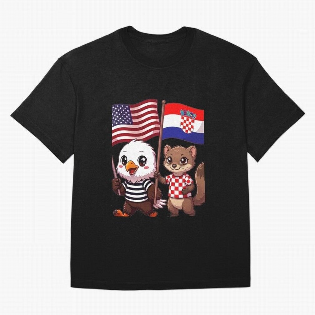 The American eagle and its friend, the Croatian marten Oversized T-Shirt Bring a Champion Mindset to FIFA World Cup 2026 USA Canada Mexico for Fans of Mbappe and Netherlands, Bringing Soccer Culture, Superstar Moments, National Team Dreams and