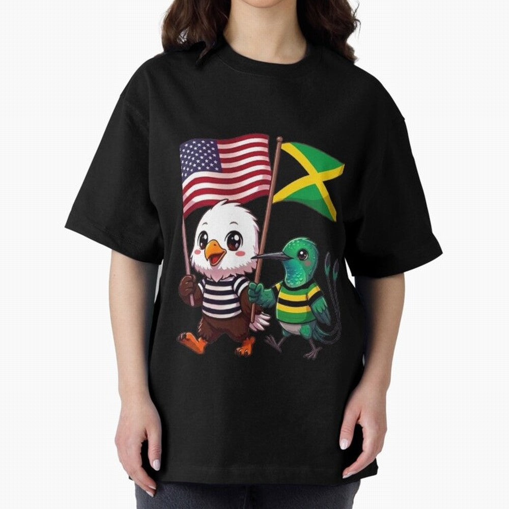 The American eagle and its friend, the Jamaican hummingbird Oversized T-Shirt Support Global Football Passion for FIFA World Cup 2026 Group Stage, Driven by Cristiano Ronaldo, Haaland and CR7, England and Germany, Tournament Hype, Historic