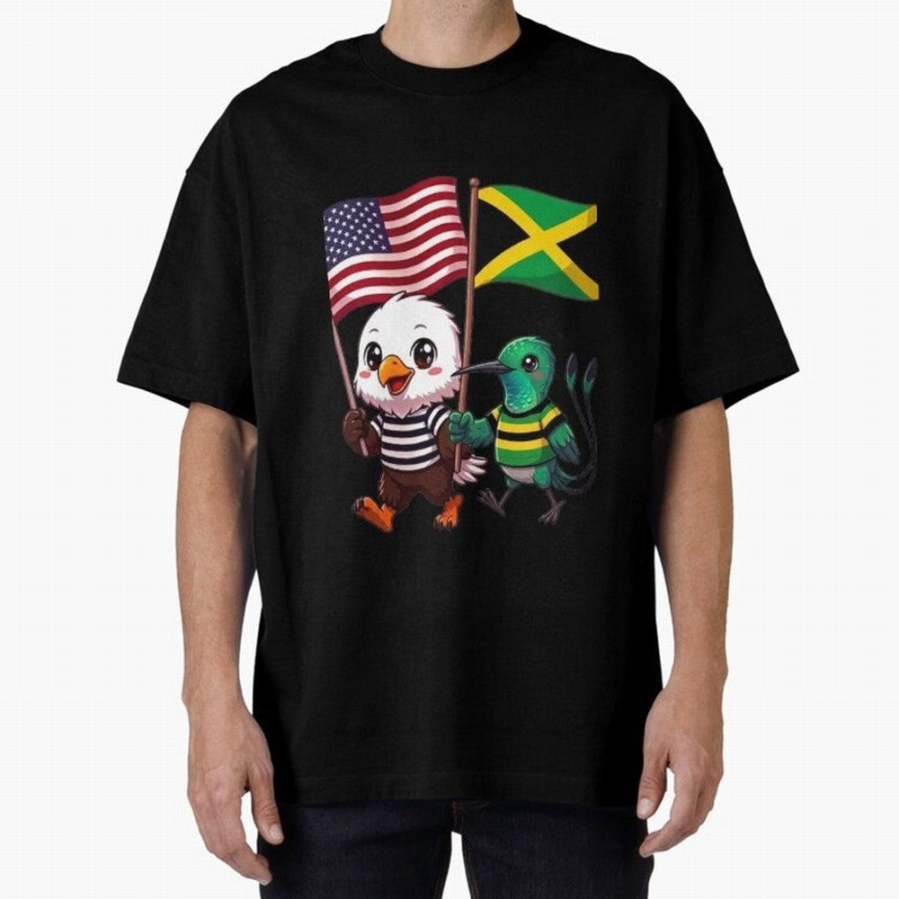 The American eagle and its friend, the Jamaican hummingbird Oversized T-Shirt Support Global Football Passion for FIFA World Cup 2026 Group Stage, Driven by Cristiano Ronaldo, Haaland and CR7, England and Germany, Tournament Hype, Historic