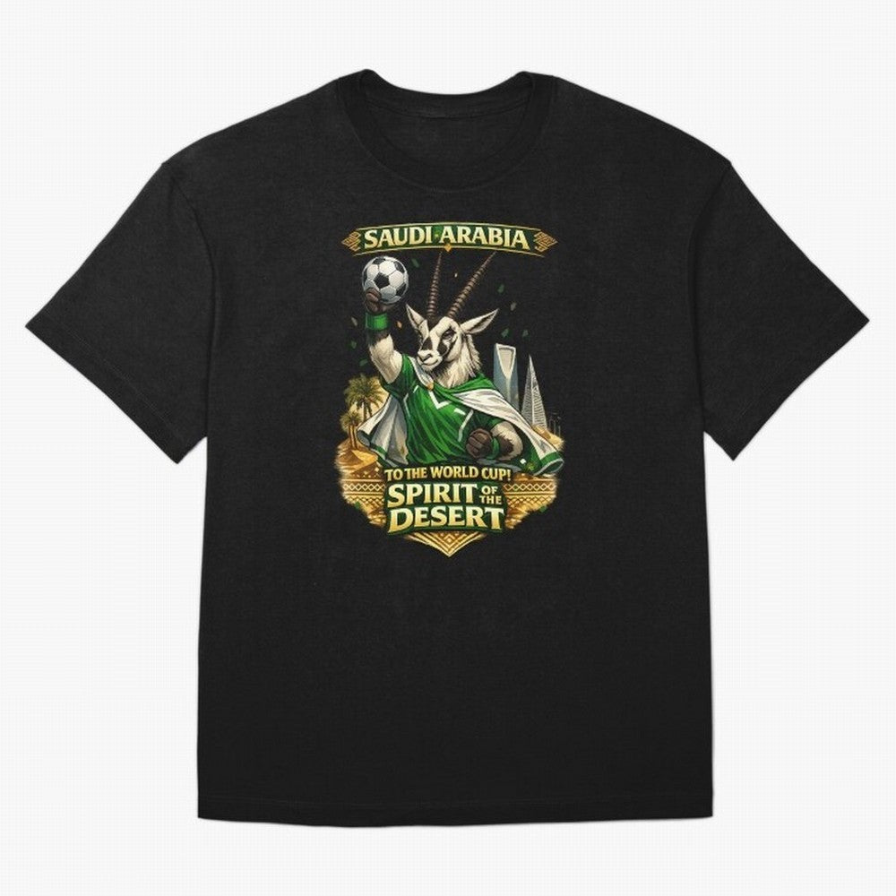 Saudi Arabia World Cup Desert Spirit Oversized T-Shirt Show Your Stadium Side during Match Day Hype around FIFA World Cup 2026 USA Canada Mexico, Messi and Cristiano Ronaldo, Brazil, Football Festival Excitement, Trophy Ambitions, Country Rivalries