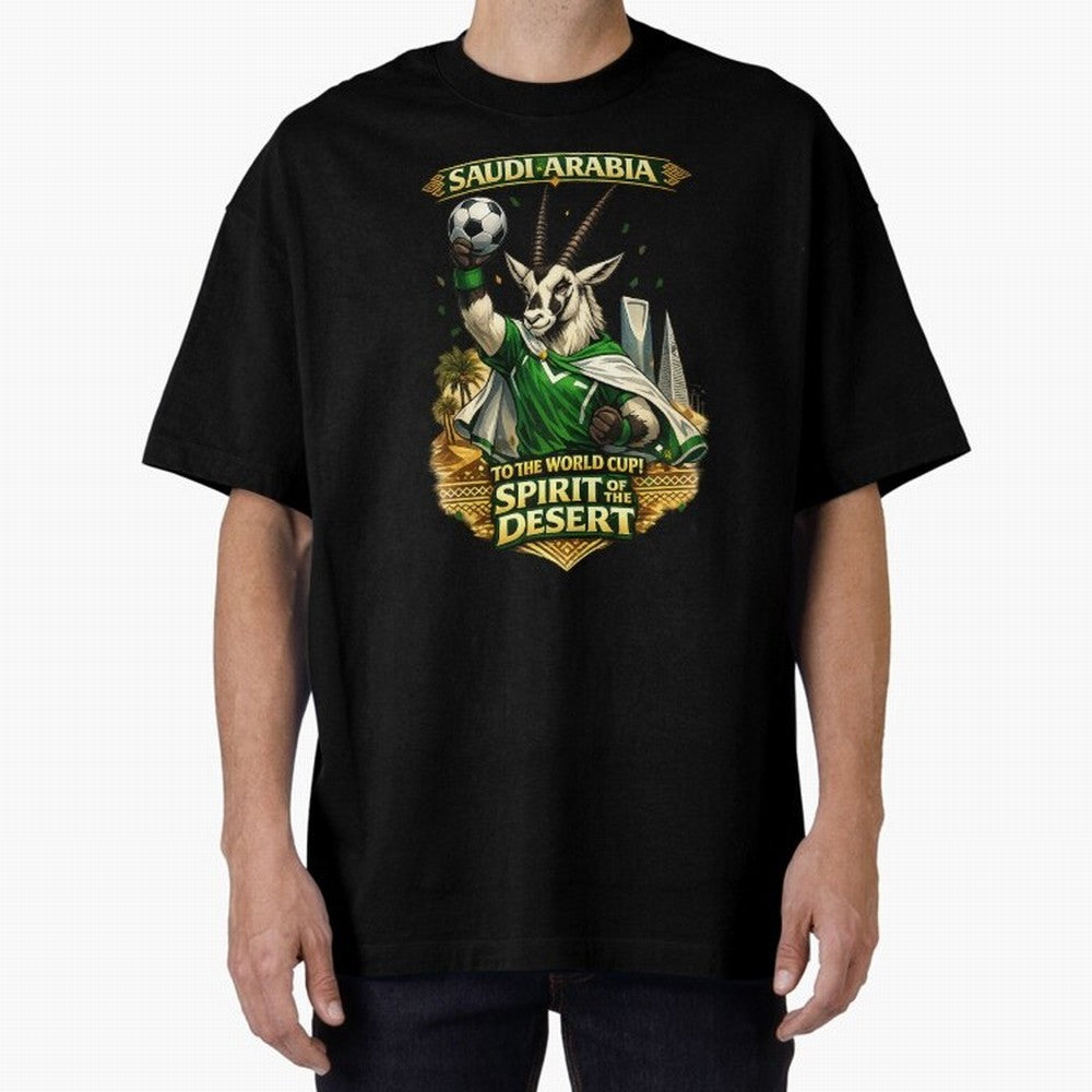 Saudi Arabia World Cup Desert Spirit Oversized T-Shirt Show Your Stadium Side during Match Day Hype around FIFA World Cup 2026 USA Canada Mexico, Messi and Cristiano Ronaldo, Brazil, Football Festival Excitement, Trophy Ambitions, Country Rivalries