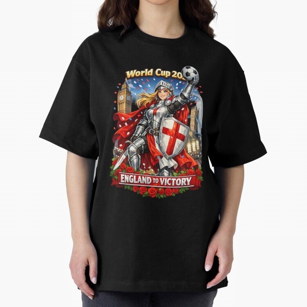 England To Victory Knight World Cup 2026 Oversized T-Shirt Bring Retro Soccer Energy to FIFA World Cup 2026 Group Stage Filled with Cristiano Ronaldo, England and Germany Energy, Game Day Rituals, Football Legends, Country Pride and the Road to the