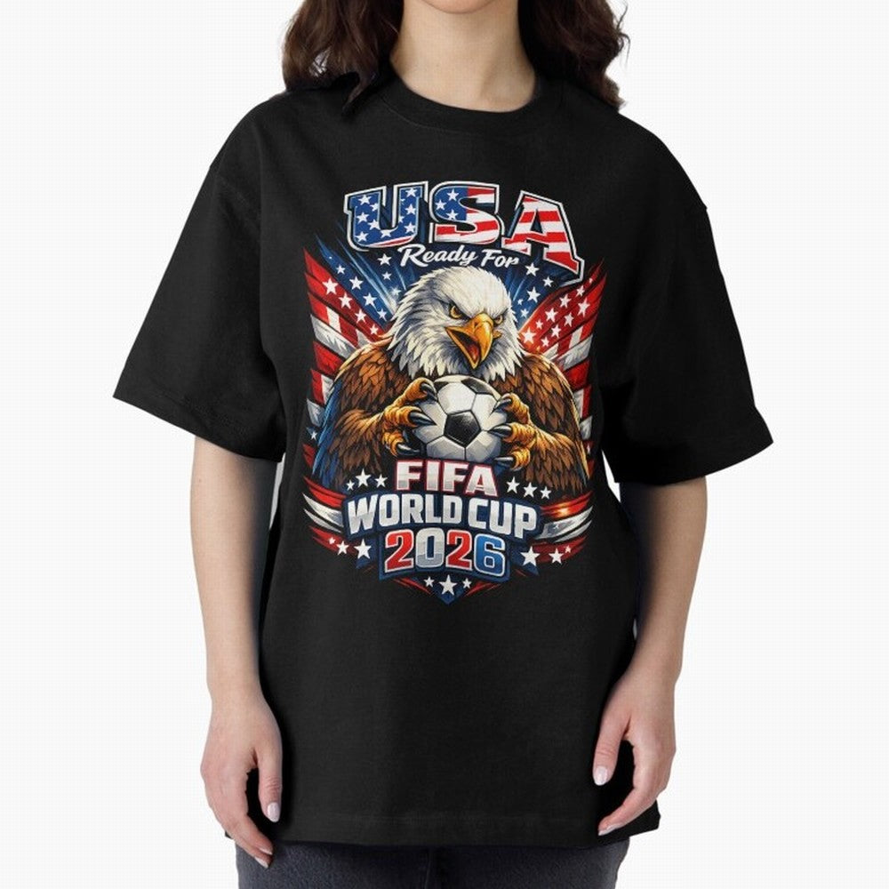 Soccer Pride Design For American Football Fans USA FIFA World Cup 2026 Oversized T-Shirt Remember Iconic Moments from FIFA World Cup 2026 USA Canada Mexico Spirit, Inspired by Brazil, Messi and Cristiano Ronaldo, Tournament Hype, Historic Matchups,
