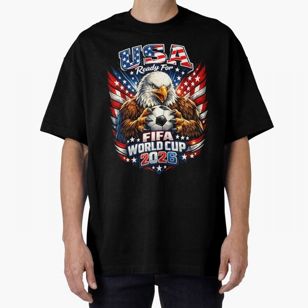 Soccer Pride Design For American Football Fans USA FIFA World Cup 2026 Oversized T-Shirt Remember Iconic Moments from FIFA World Cup 2026 USA Canada Mexico Spirit, Inspired by Brazil, Messi and Cristiano Ronaldo, Tournament Hype, Historic Matchups,