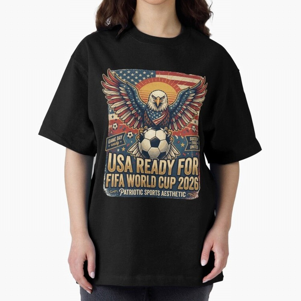 SA FIFA World Cup 2026 Soccer Pride Design For American Football Fans Oversized T-Shirt Celebrate Unforgettable Nights in FIFA World Cup 2026 for Fans of Haaland and Mbappe and Spain, Bringing Soccer Culture, Superstar Moments, National Team Dreams