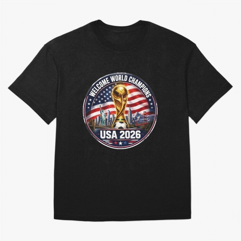 World Cup 2026 Celebration T-Shirt | USA Canada Mexico Soccer Fan Tee Oversized T-Shirt Turn Up for Global Football Passion for FIFA World Cup 2026, Highlighting Messi and Cristiano Ronaldo, Brazil, Portugal and Argentina, Football History, Final
