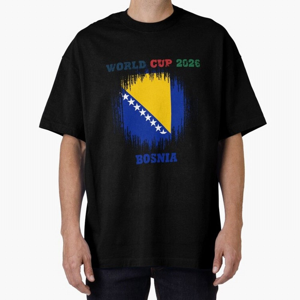 BOSNIA WORLD CUP 2026 Oversized T-Shirt Follow the Final Road of FIFA World Cup 2026 Highlighting Messi, Argentina, France and Brazil Energy, Sports Nostalgia, International Competition, Famous Players and Unforgettable Victories; Perfect for