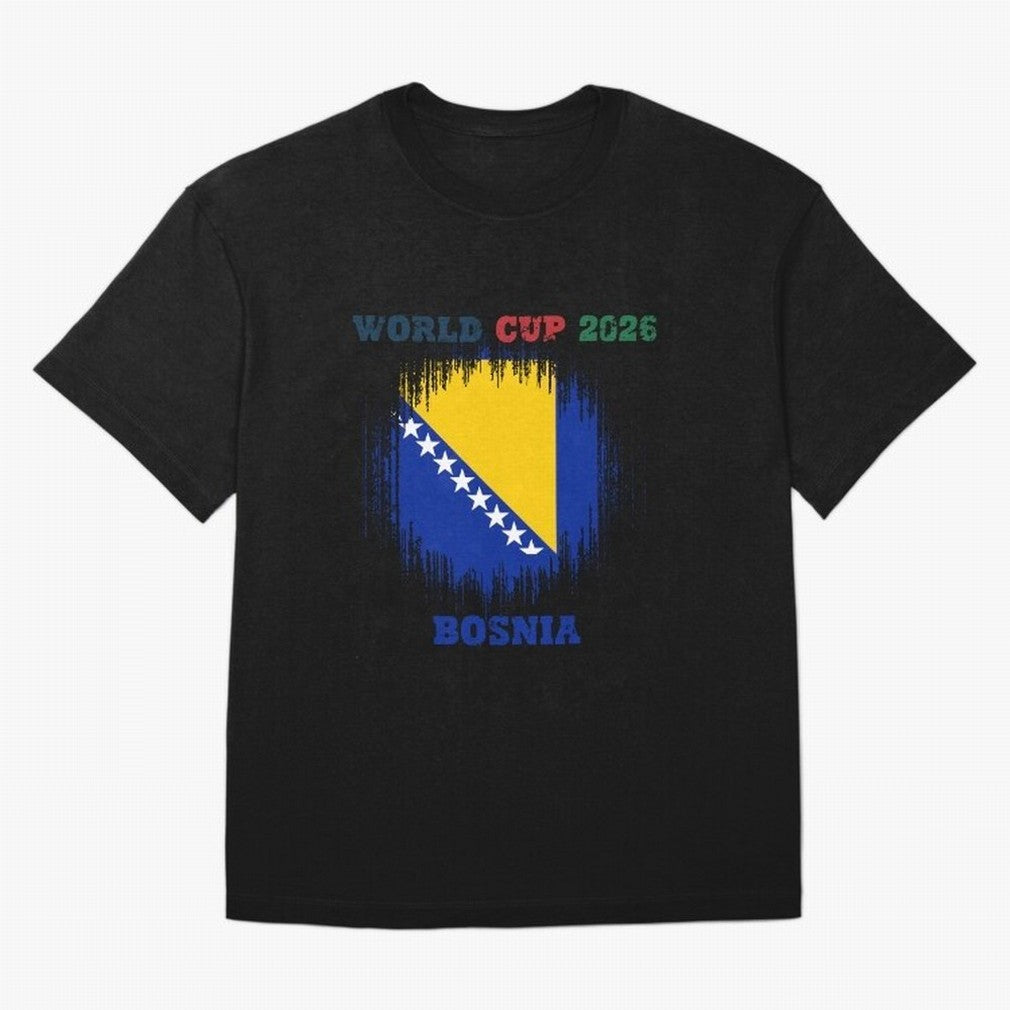 BOSNIA WORLD CUP 2026 Oversized T-Shirt Follow the Final Road of FIFA World Cup 2026 Highlighting Messi, Argentina, France and Brazil Energy, Sports Nostalgia, International Competition, Famous Players and Unforgettable Victories; Perfect for