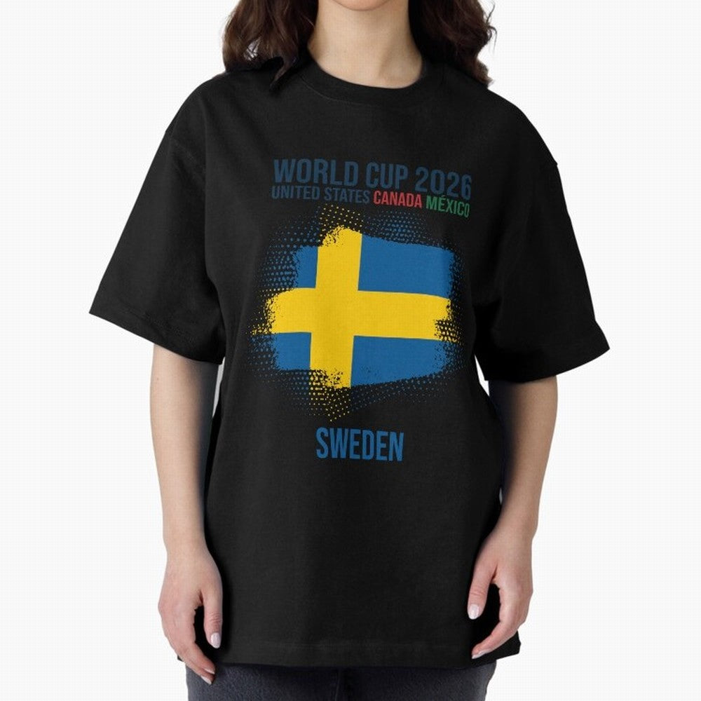 SWEDEN WORLD CUP 2026 Oversized T-Shirt Join the Countdown to FIFA World Cup 2026 USA Canada Mexico Spirit, Connected to Spain, Cristiano Ronaldo, Haaland and CR7, Classic Soccer Heritage, Championship Pressure, Fan Loyalty and International Pride;