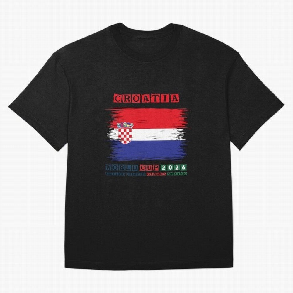 CROATIA WORLD CUP 2026 Oversized T-Shirt Show Your Love for Global Football Passion for FIFA World Cup 2026 Group Stage, Driven by Messi, France, Football Festival Excitement, Trophy Ambitions, Country Rivalries and Star Player Buzz; Ideal for Fans