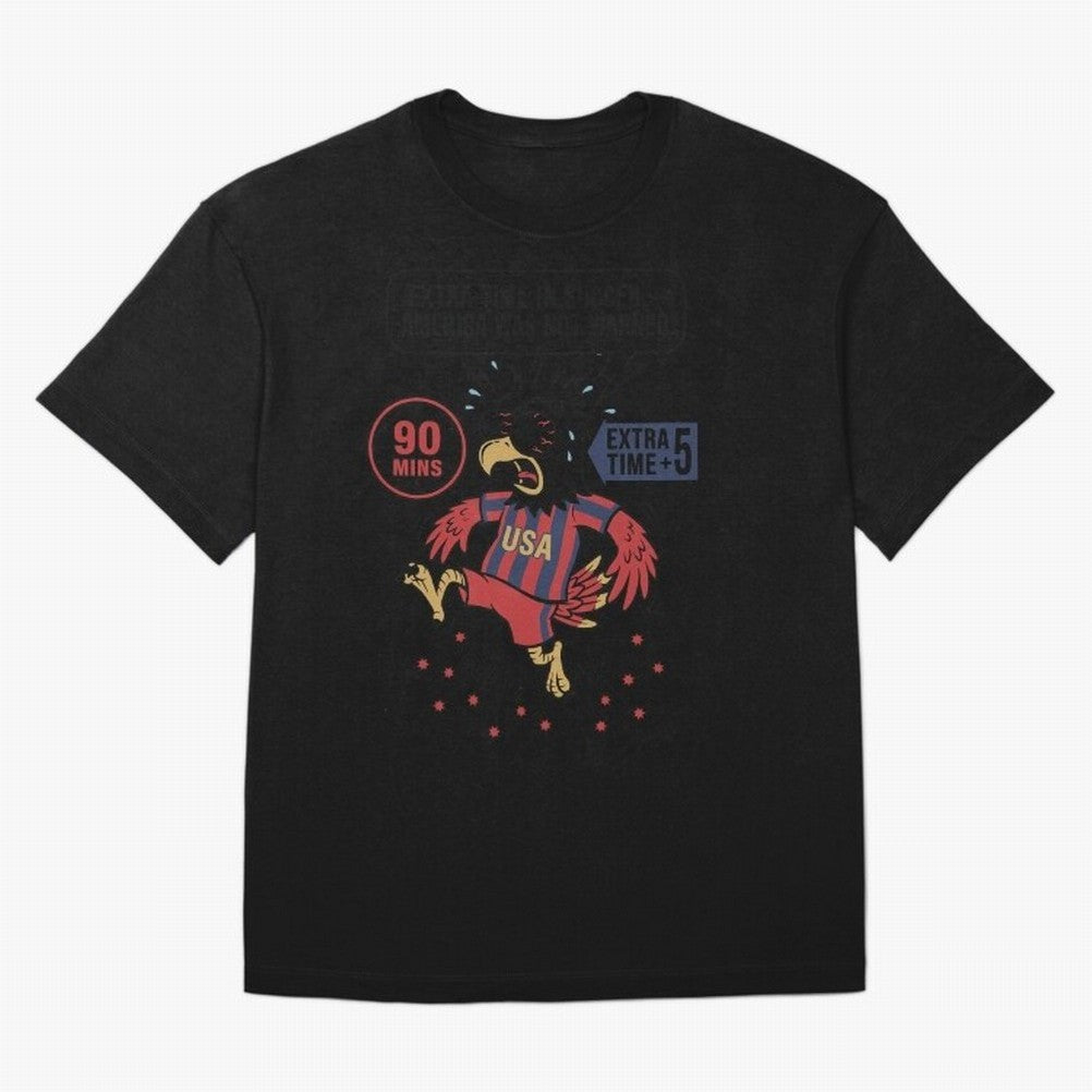 Extra Time ¡ª America Was Not Warned V1 Oversized T-Shirt Join the Global Buzz around FIFA World Cup 2026 with Messi and Cristiano Ronaldo, Spain Energy, Sports Nostalgia, International Competition, Famous Players and Unforgettable Victories; Built