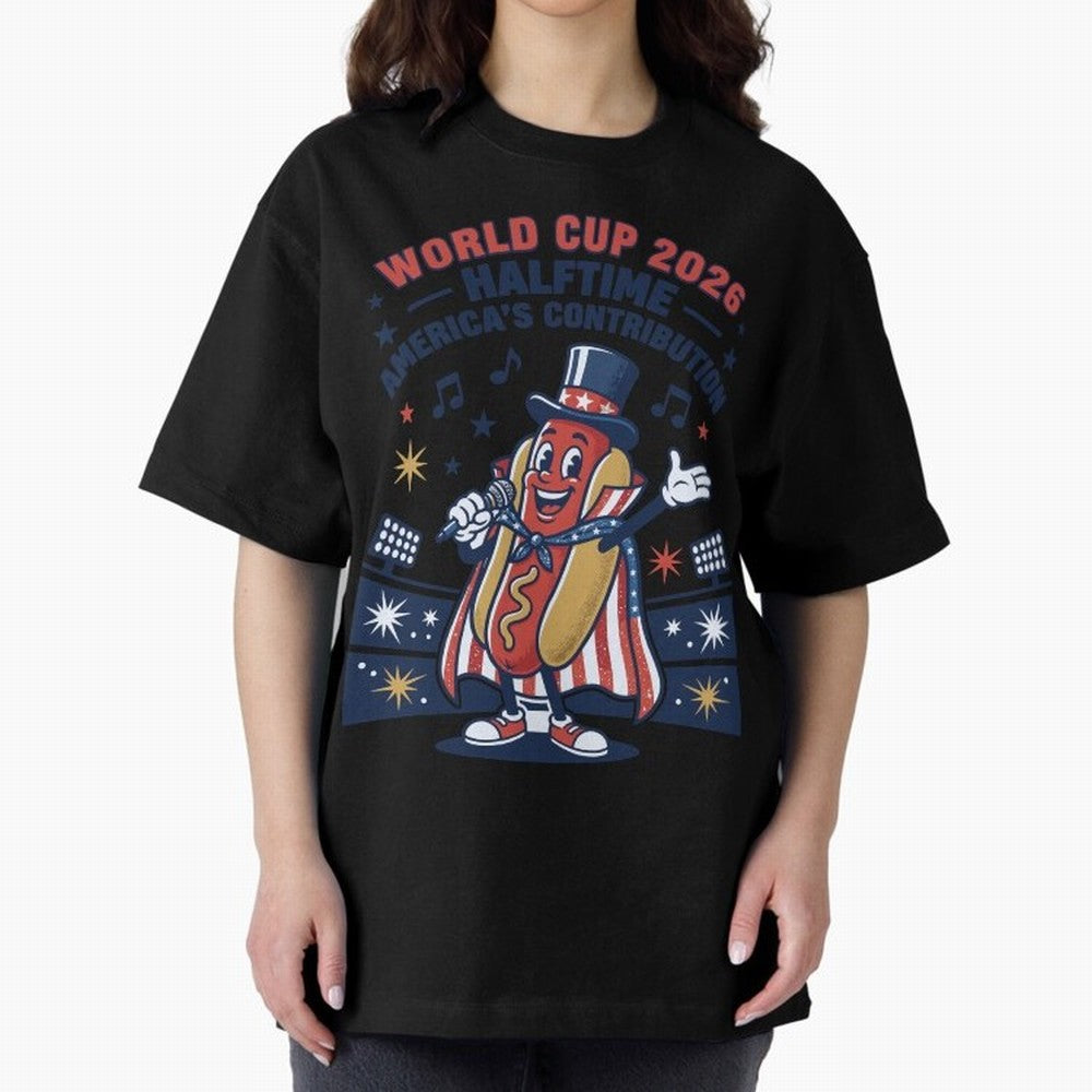 World Cup 2026 Halftime ¡ª America's Contribution V2 Oversized T-Shirt Share Global Football Passion for FIFA World Cup 2026 USA Canada Mexico, Driven by Haaland, Netherlands, Championship Spirit, Famous Goals, Roaring Crowds and International