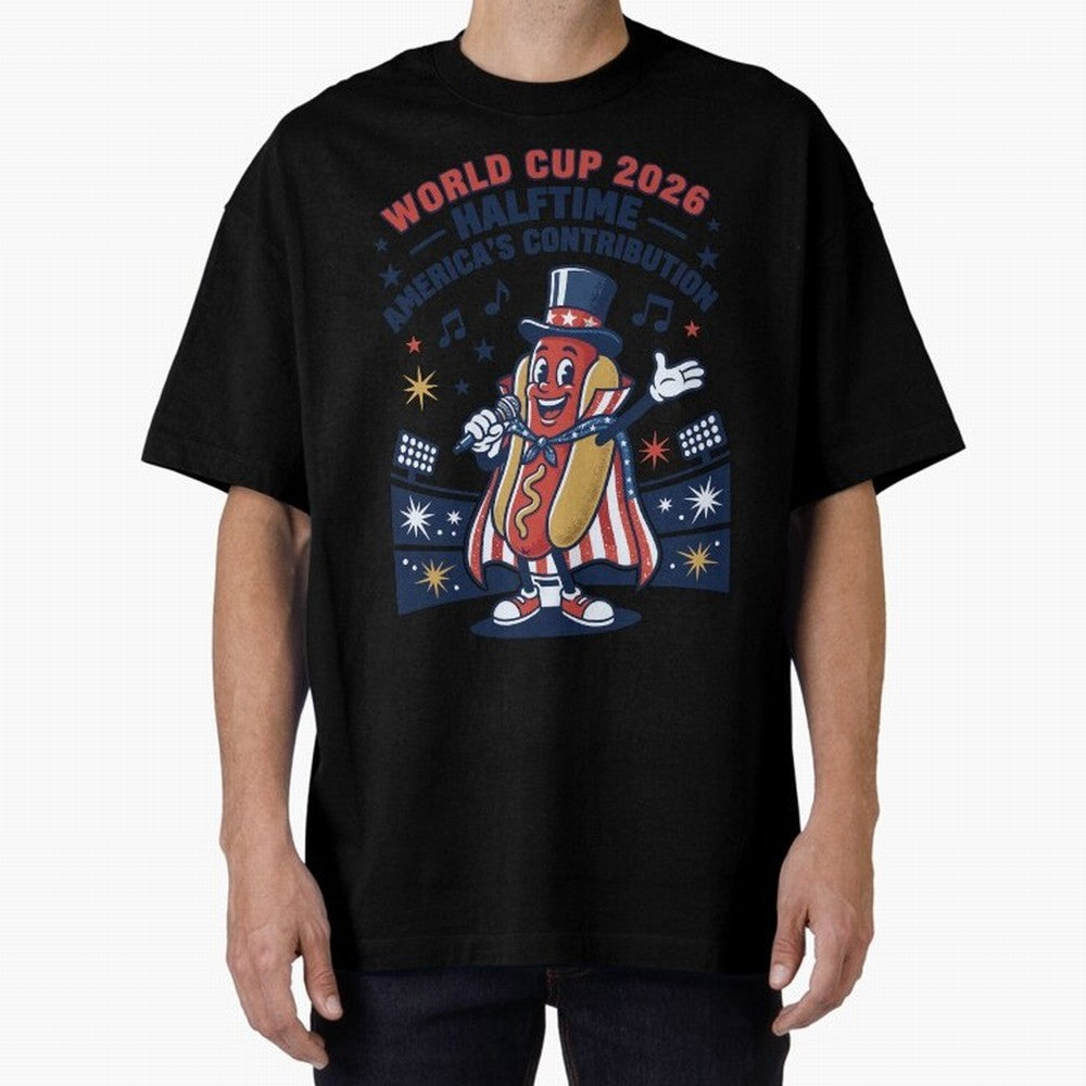 World Cup 2026 Halftime ¡ª America's Contribution V2 Oversized T-Shirt Share Global Football Passion for FIFA World Cup 2026 USA Canada Mexico, Driven by Haaland, Netherlands, Championship Spirit, Famous Goals, Roaring Crowds and International