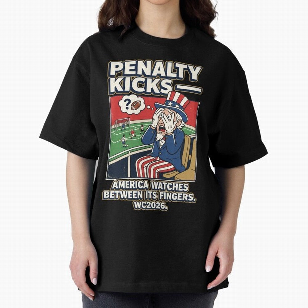 Penalty Kicks ¡ª WC2026 V2 Oversized T-Shirt Celebrate the Biggest Stage of FIFA World Cup 2026 Group Stage Spirit, Highlighting Portugal, Neymar, Haaland and Cristiano Ronaldo, Stadium Chants, National Pride, Trophy Dreams and Unforgettable