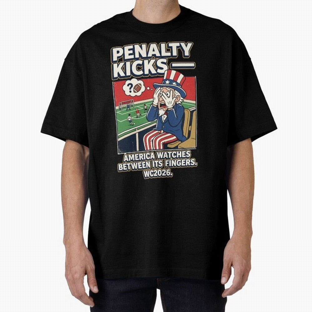 Penalty Kicks ¡ª WC2026 V2 Oversized T-Shirt Celebrate the Biggest Stage of FIFA World Cup 2026 Group Stage Spirit, Highlighting Portugal, Neymar, Haaland and Cristiano Ronaldo, Stadium Chants, National Pride, Trophy Dreams and Unforgettable