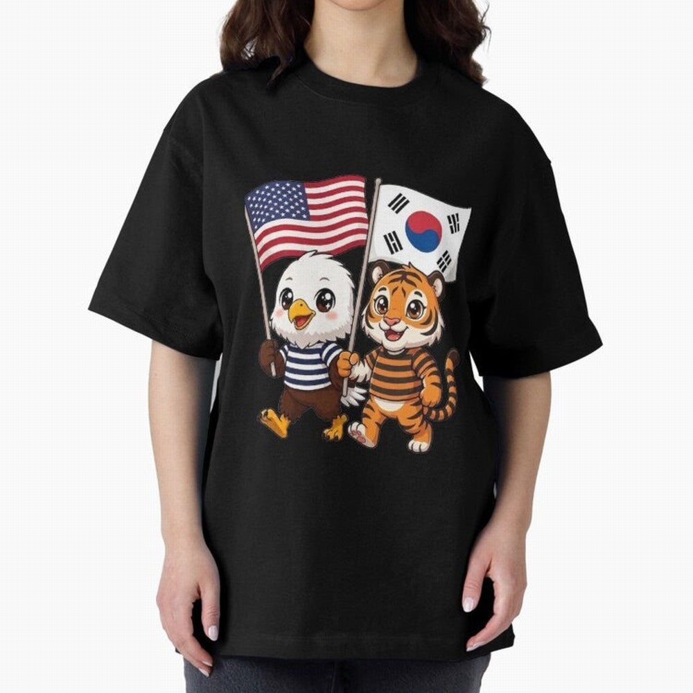 The American eagle and its friend the South Korean tiger Oversized T-Shirt Showcase FIFA World Cup 2026 Group Stage for Fans of CR7 and Messi and Argentina, Bringing Stadium Memories, Football Loyalty, International Chants and Championship