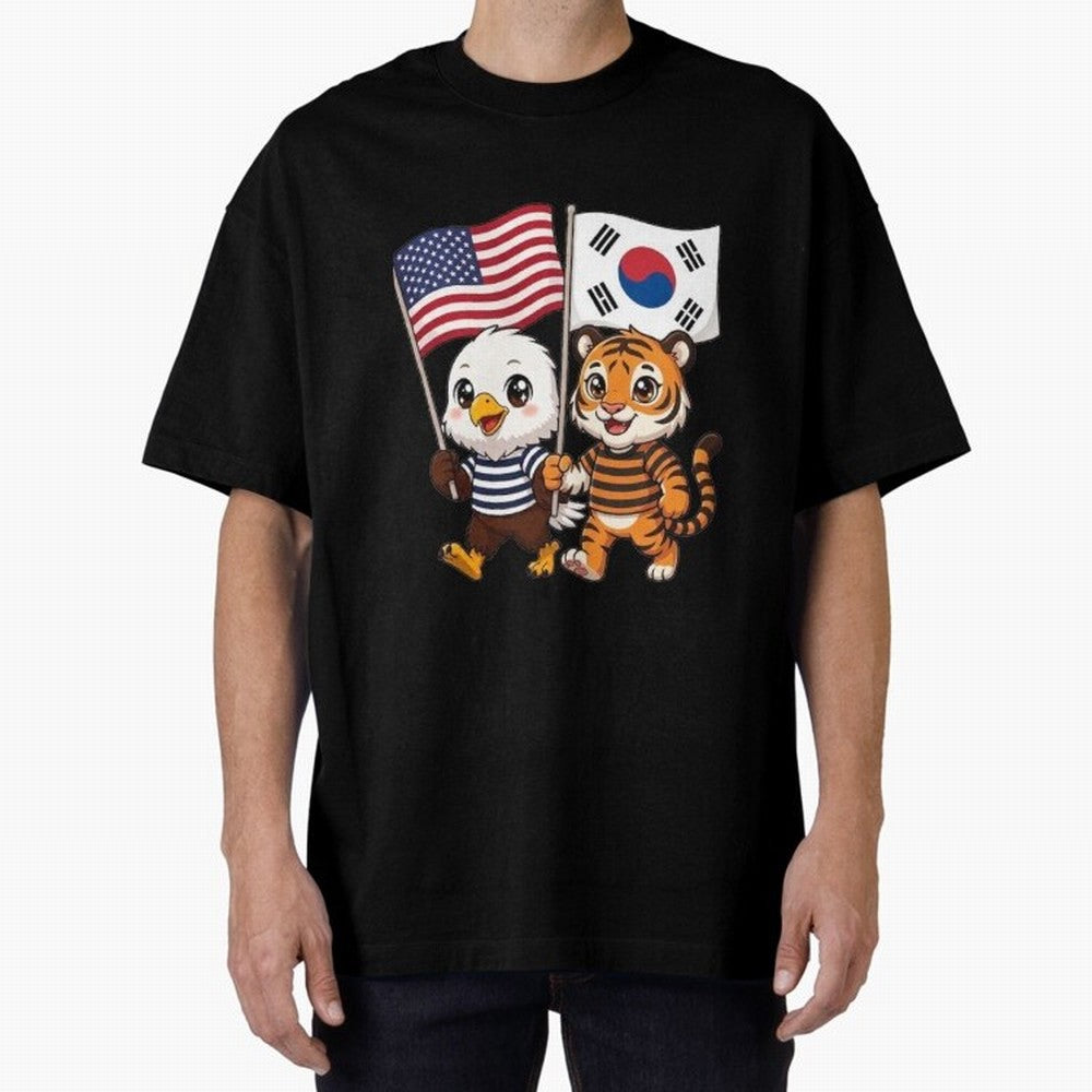 The American eagle and its friend the South Korean tiger Oversized T-Shirt Showcase FIFA World Cup 2026 Group Stage for Fans of CR7 and Messi and Argentina, Bringing Stadium Memories, Football Loyalty, International Chants and Championship