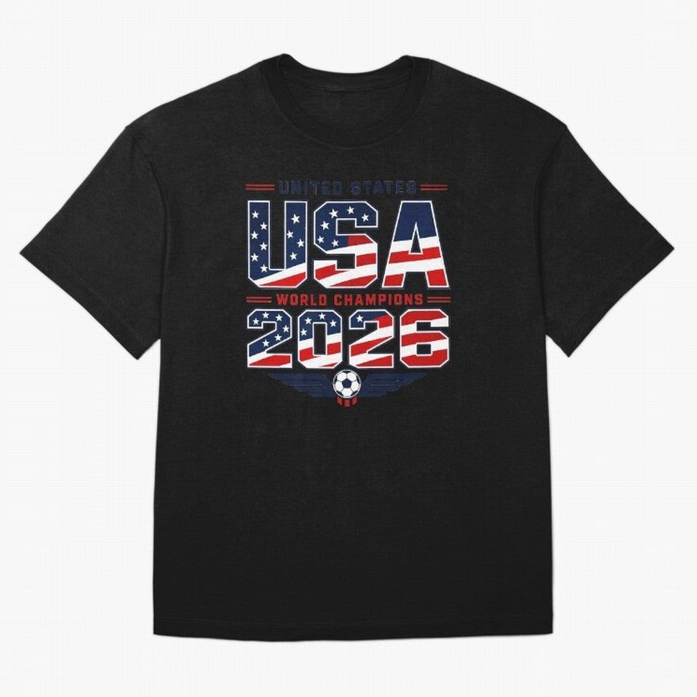 USA World Champions 2026 ¨C Patriotic Soccer Fan Shirt Oversized T-Shirt Feel the FIFA World Cup 2026 Group Stage Journey through Cristiano Ronaldo, Haaland and CR7 Highlights, Argentina Pride, Champion Mindset, Group Stage Buzz, Knockout Tension