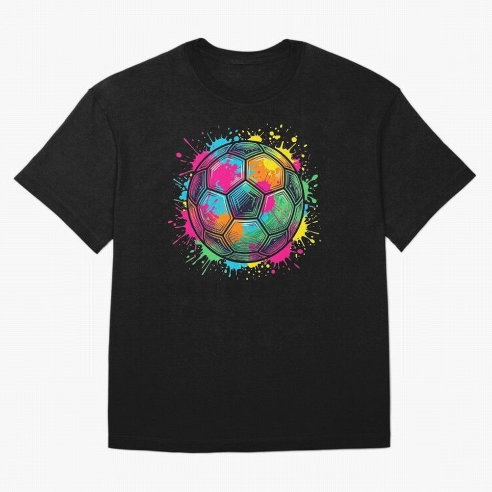 Color Splash Artistic Soccer Ball Design Oversized T-Shirt Support Your Favorite Stars during the FIFA World Cup 2026 Group Stage Journey through CR7 Highlights, France and Portugal Pride, Championship Spirit, Famous Goals, Roaring Crowds and